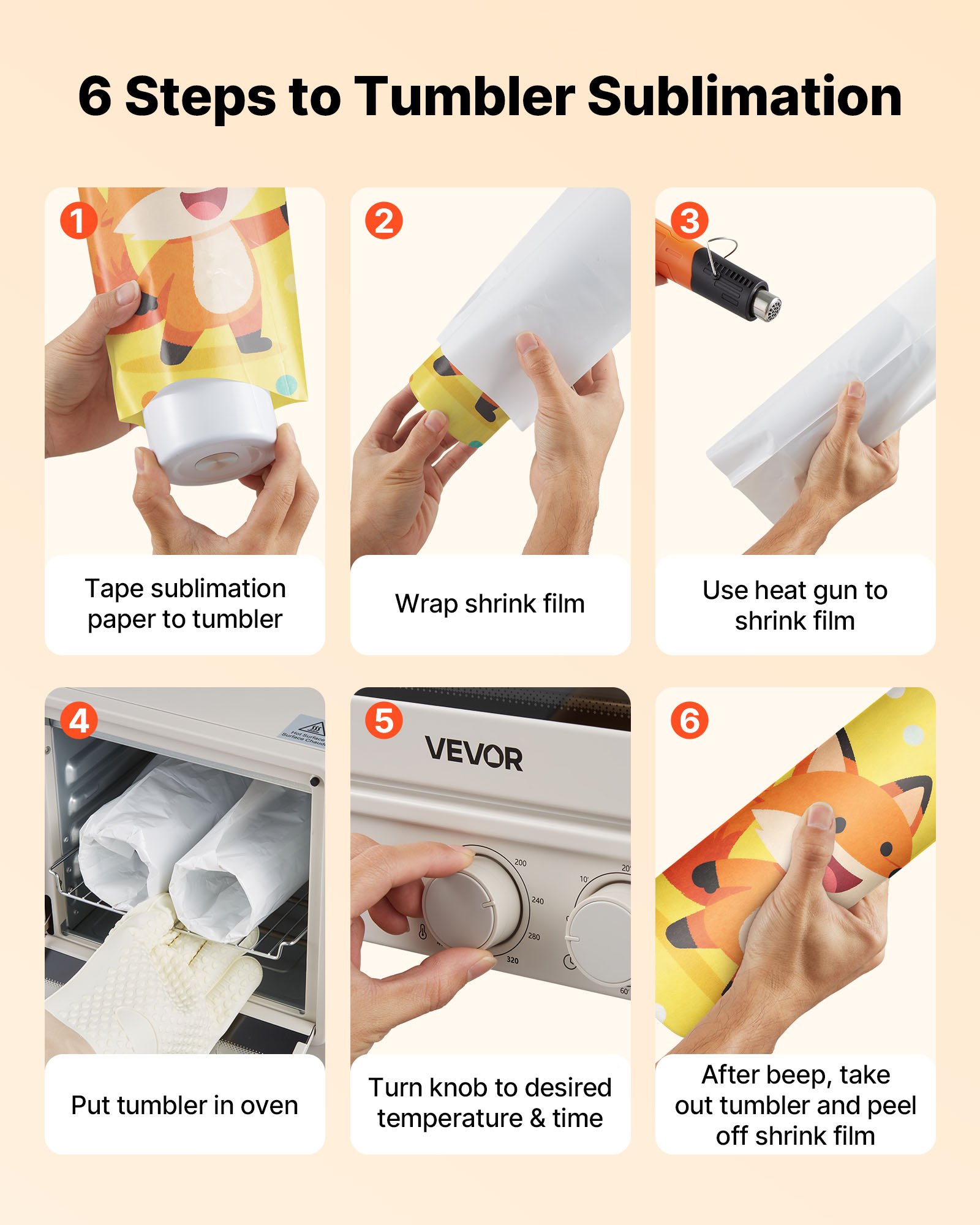 Sublimation Oven Machine, 13 Qt, Fits 20oz Tumblers, With 1 Heat Air Gun, 50 Shrink Films, 1 Tape And 2 Heat Gloves, Oven For Sublimation Blank Tumblers, Mugs, Bowls, Off-White