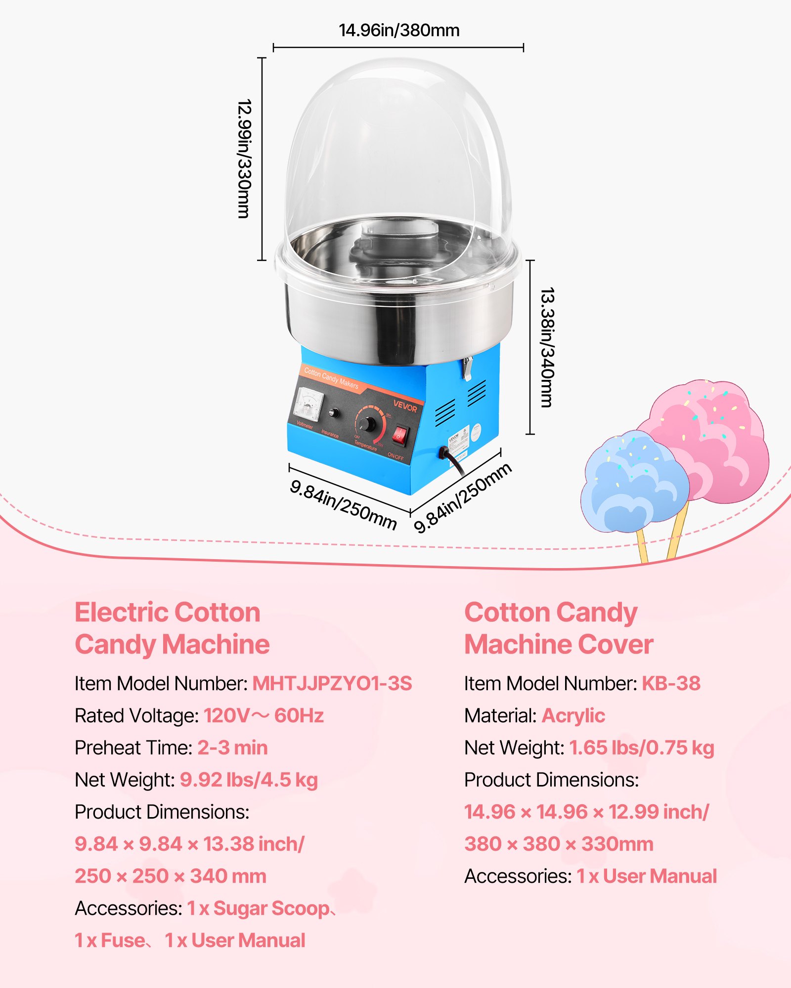 Electric Cotton Candy Machine, 1000W Commercial Floss Maker With Cover, Commercial Cotton Candy Machine W/Stainless Steel Bowl & Sugar Scoop, Ideal For Carnival, Birthday, Family Party, Blue