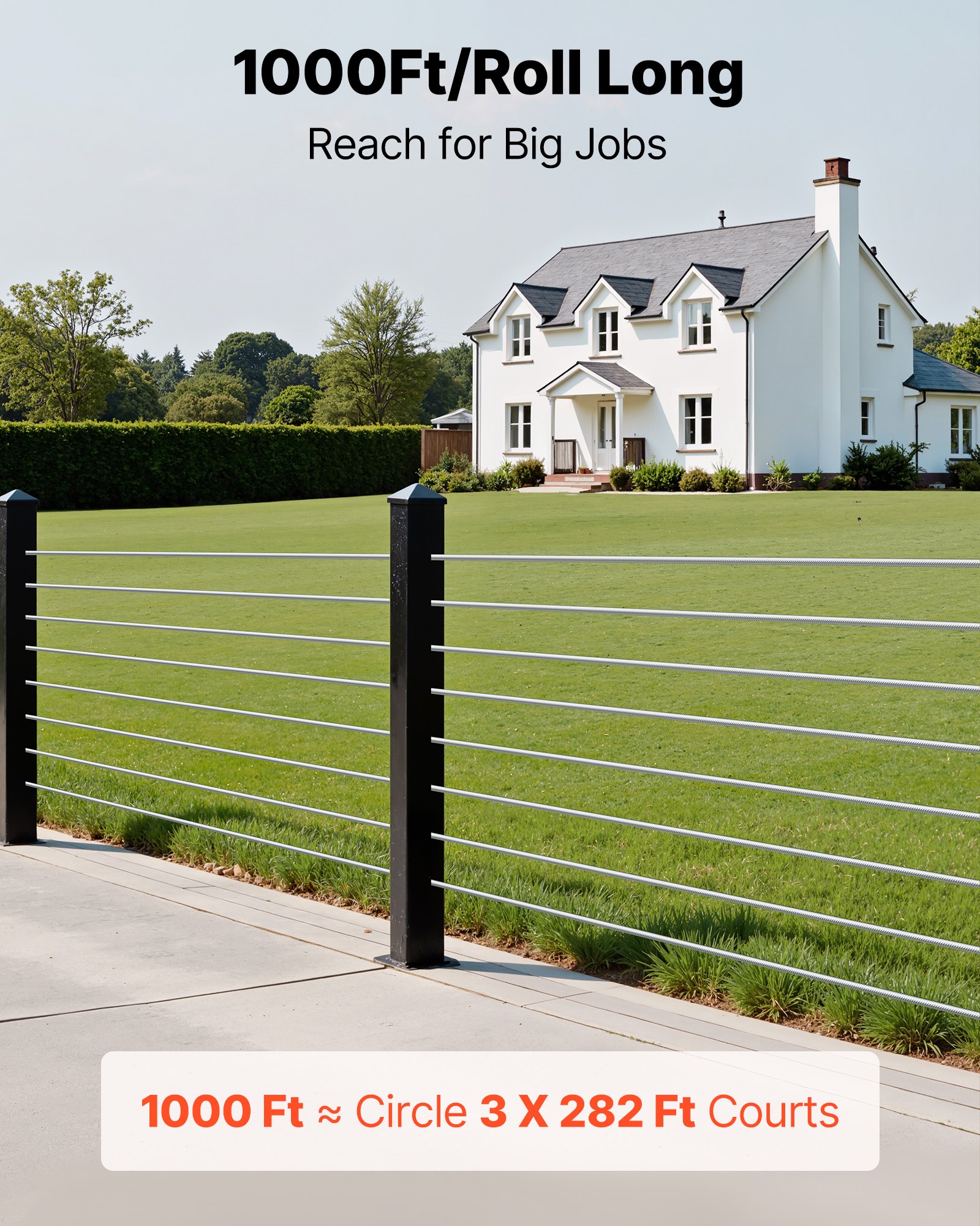 1/8 Inch Wire Rope, 1000 Ft Length, 316 Stainless Steel Wire Cable With Cutter, 1760 Lbs Breaking Strength, 1 X 19 Strands Construction, Steel Cable For Deck Railing System, Garden Trellis