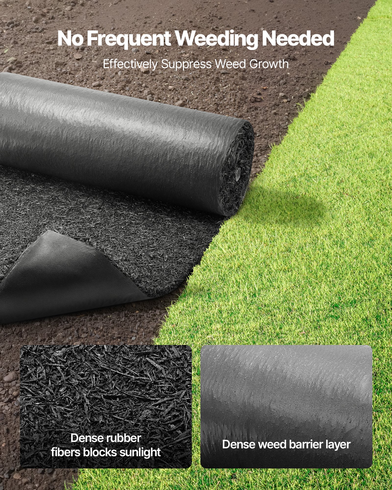 Rubber Mulch Mat Roll, 2 Rolls 96 X 24 In Recycled Rubber Mulch Mat, 0.5 Thick Cuttable, Reduced Weed Growth, Natural-Looking Weed Barrier Mat, Permanent Walkway Pathway For Landscaping