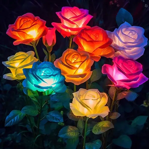 Solar Lights Outdoor Waterproof For Garden Decor, 4 Pack Solar Garden Lights For Outside, Outdoor Solar Lights For Yard With Solar Flowers Lights, Solar Powered