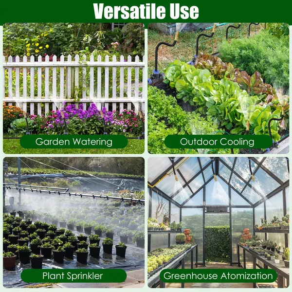 Garden Drip Irrigation Kit With 360' Bendable Misting Nozzles Automatic Garden Automatic Watering System For Garden Lawn Greenhouse Flower Bed Greenhouse Patio Lawn Cooling