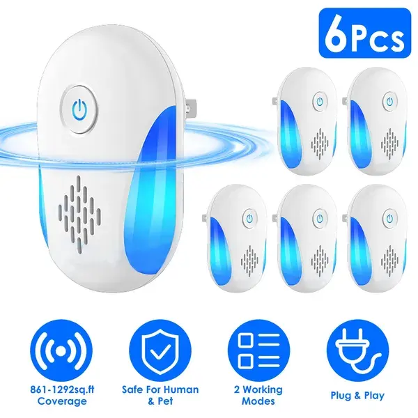 6 Pack Ultrasonic Pest Repeller, Operation Wide