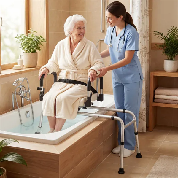 Sliding Shower Chair , 4-Position Swivel Seat & Left-Right Slide, 300LBS Capacity 2