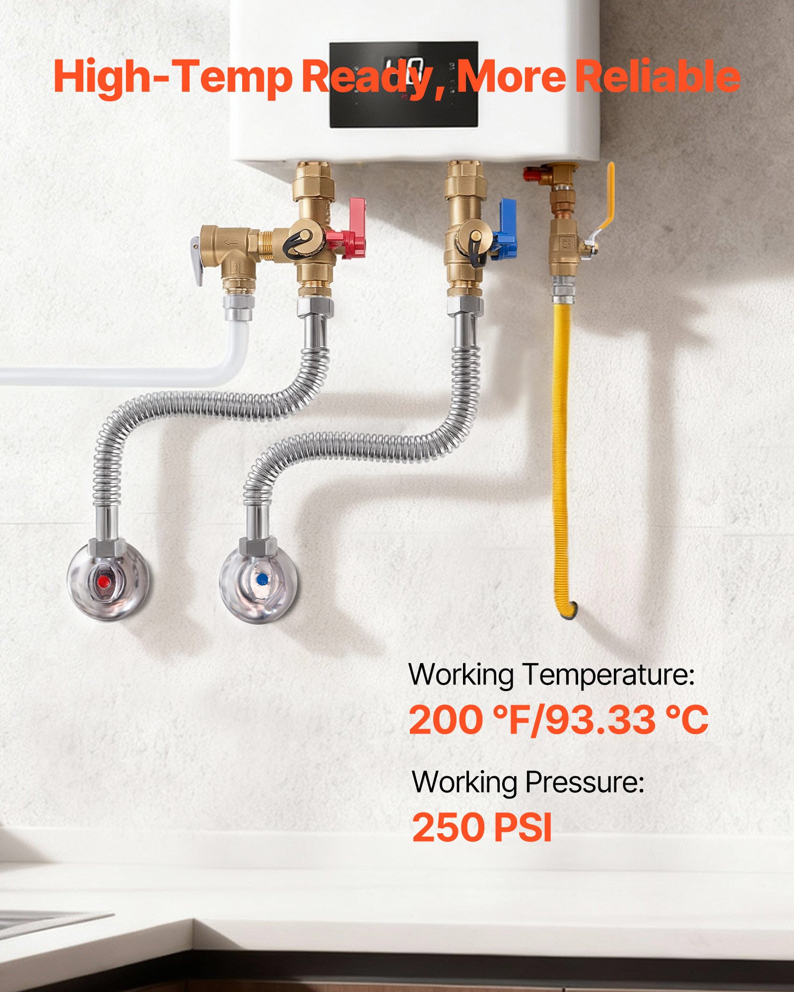 Water Heater Kit, 18 Inch Length Water Heater Flex Connector, Waters Heaters Installation Kit With 1" FIP X 1" FIP Inlet & Outlet Connection For Bathroom, Kitchen, Laundry Room, Boiler Room