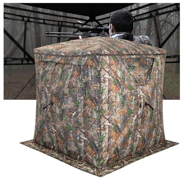 Stealth Hunting Tent With Pop-up Design, 150D Flame-Retardant Blackout Cloth (UV50+ & Waterproof), Fiber Glass Frame