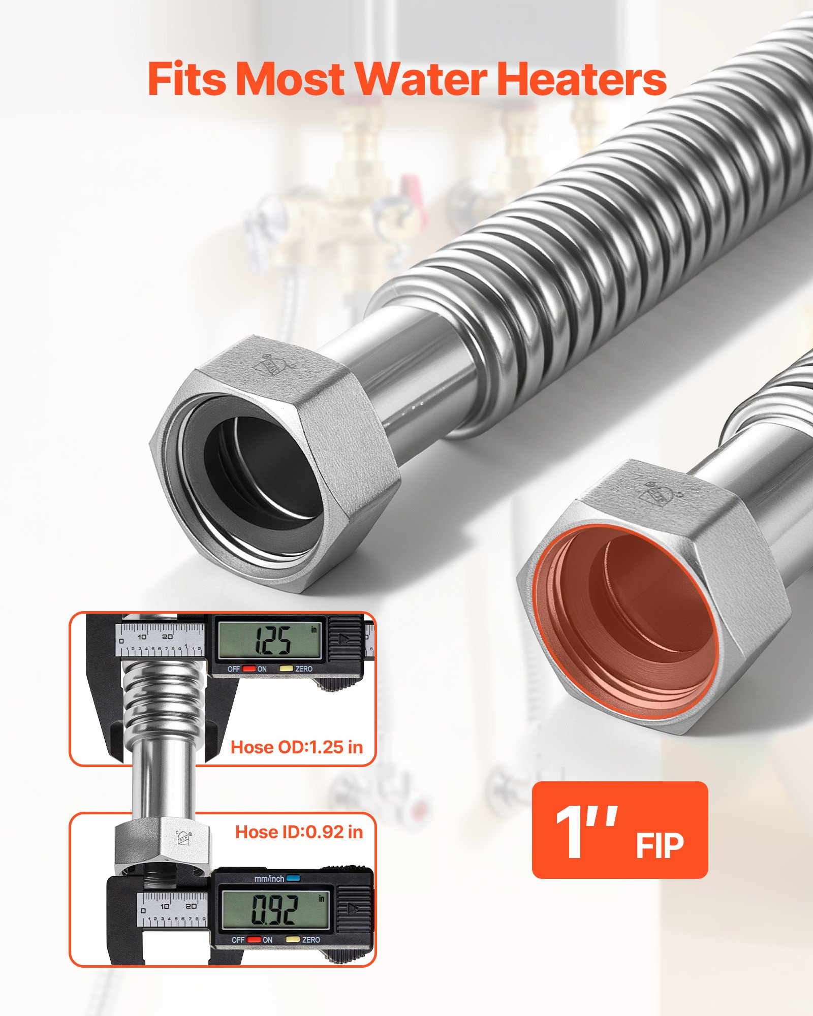 Water Heater Kit, 24 Inch Length Water Heater Flex Connector, Waters Heaters Installation Kit With 1" FIP X 1" FIP Inlet & Outlet Connection For Bathroom, Kitchen, Laundry Room, Boiler Room