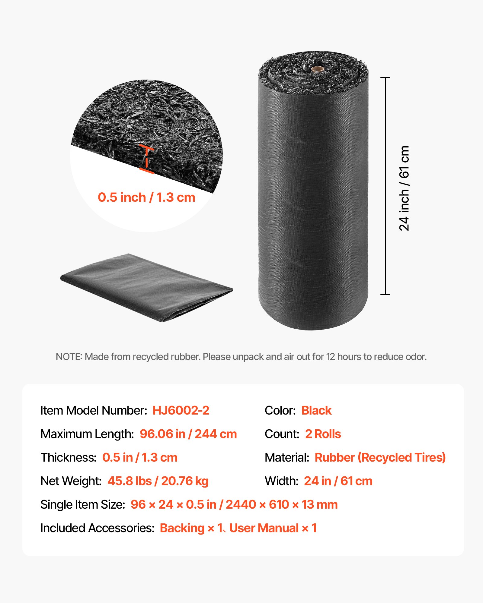 Rubber Mulch Mat Roll, 2 Rolls 96 X 24 In Recycled Rubber Mulch Mat, 0.5 Thick Cuttable, Reduced Weed Growth, Natural-Looking Weed Barrier Mat, Permanent Walkway Pathway For Landscaping