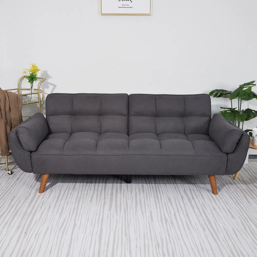 75' Flared Arm Convertible Sleeper Sofa-Dark Gray_voghion.com