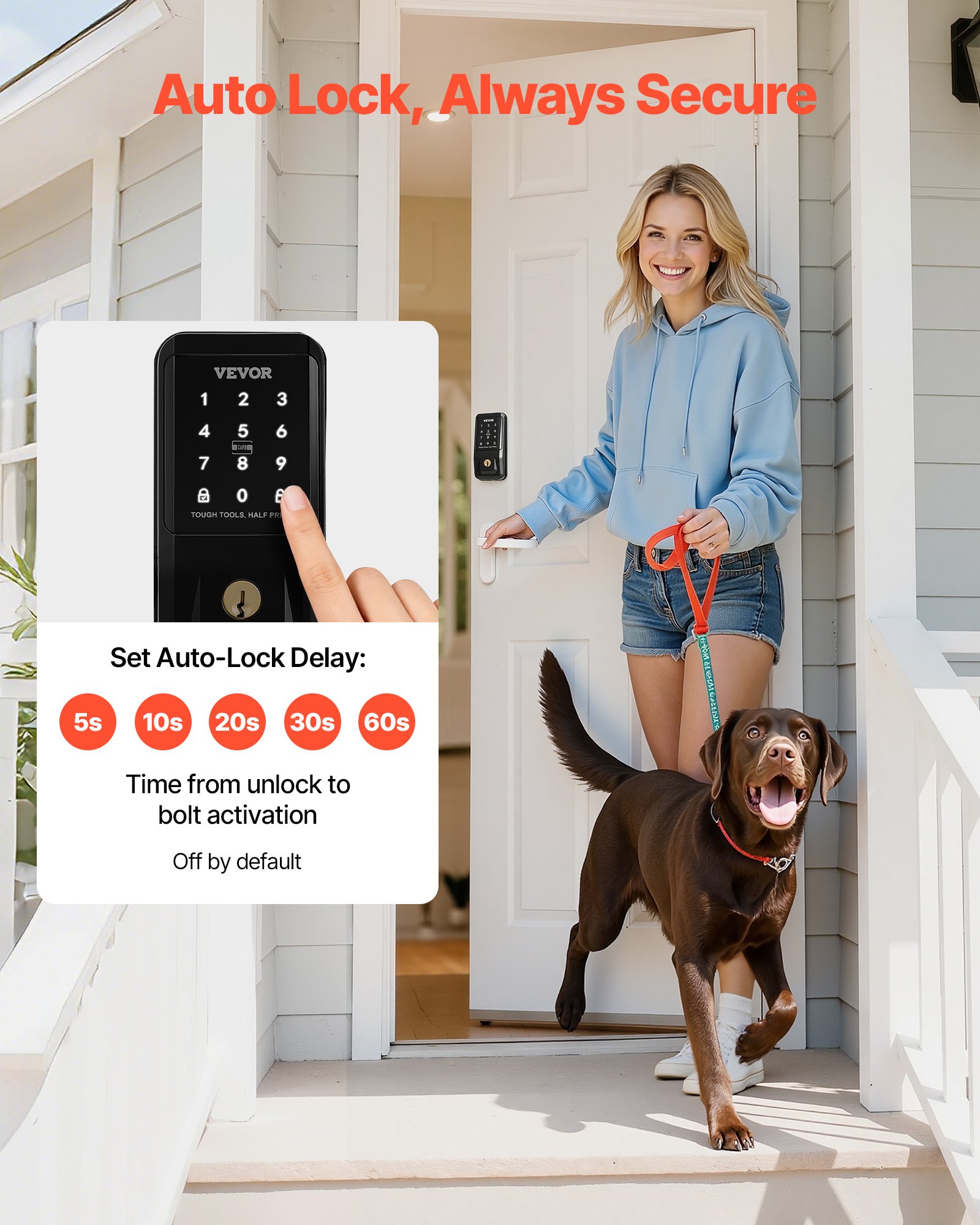 Keyless Entry Door Lock, Touchpad Electronic Deadbolt With IC Card, Customizable User Codes, Keyed Entry, Auto Lock, Anti-Peeking Password, Backlit, Easy Installation, For Home, Matte Black