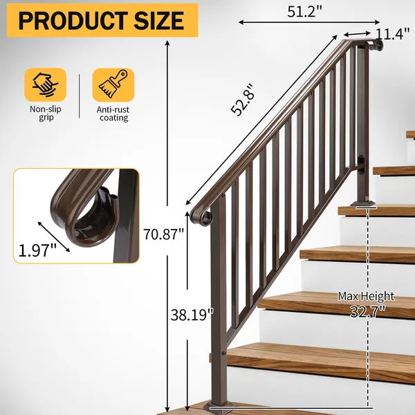 Outdoor 4 Level Iron Handrail Copper_voghion.com