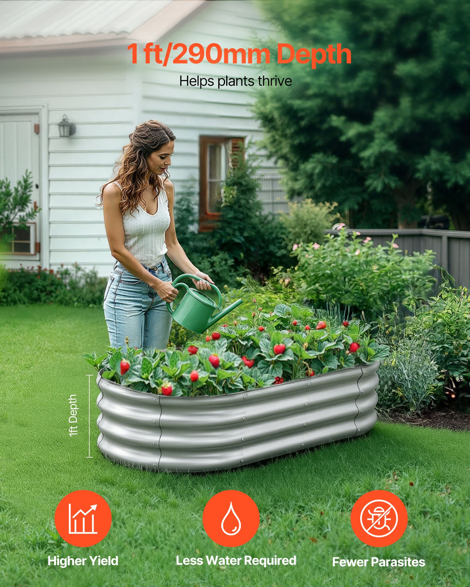 Metal Raised Garden Bed, 4 X 2 X 1 Ft Oval Outdoor Galvanized Planter Garden Box, Open Bottom Design… image 2