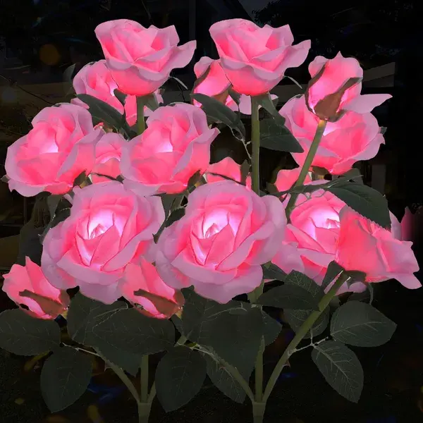 Solar Rose Lights Outdoor, 2 Pack