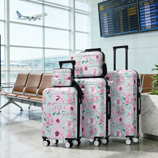 Luggage Sets New Model PC 5pcs, Hardside Lightweight Durable 20' 24' 28' Suitcases With 8' 14' Cases, Suitcase With Lock Spinner Wheels
