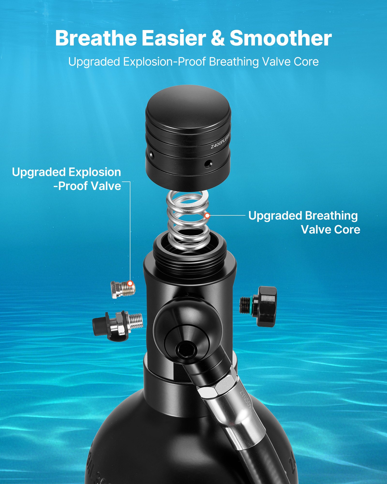 Mini Scuba Tank, 1L Portable Diving Tank For Underwater Breathing, Reusable Lung Diving Cylinder Up To 20 Minutes Dive Time, Emergency Rescue Pony Bottle With Adapter & Goggles For Snorkeling_voghion.com