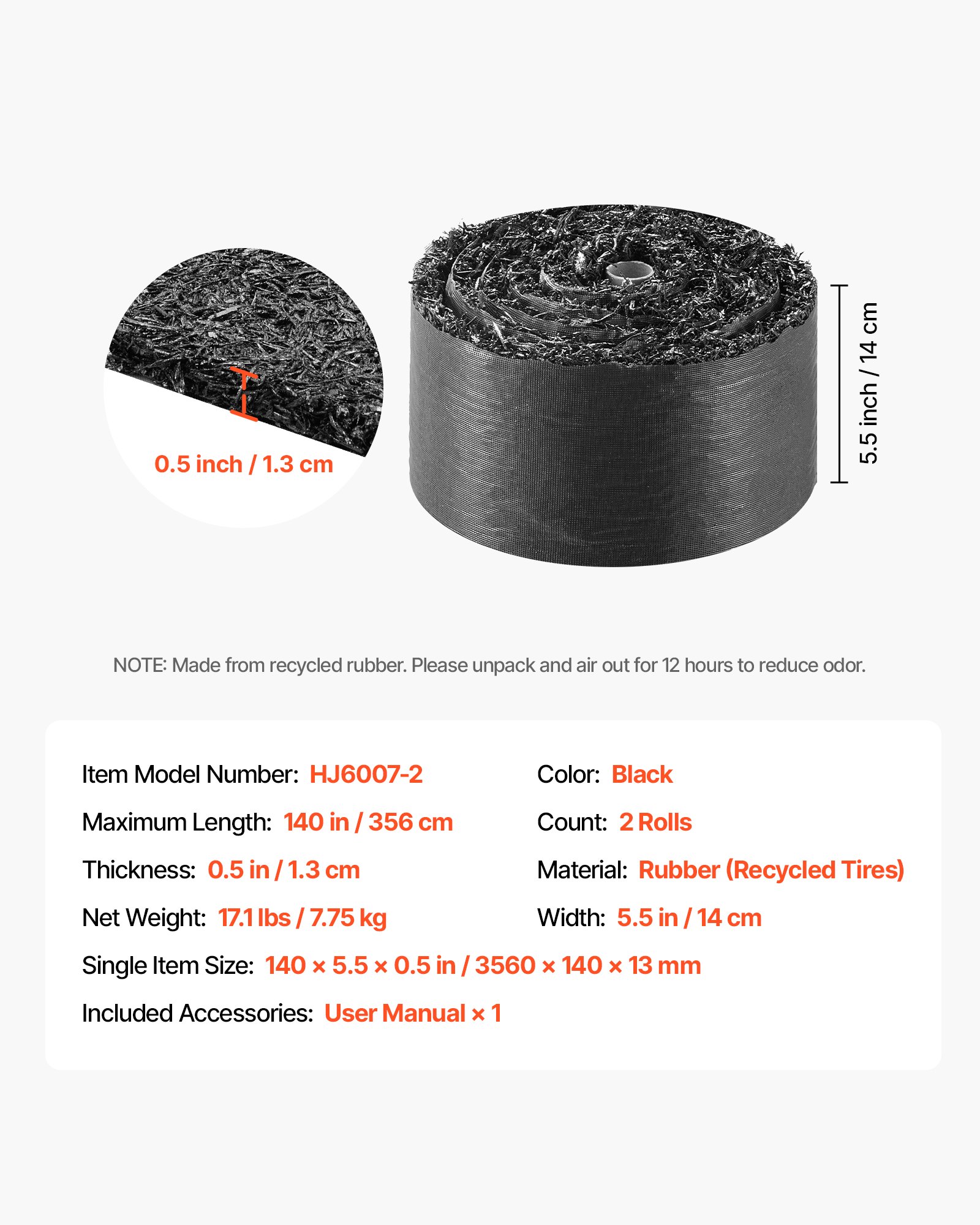 Rubber Mulch Mat Roll, 2 Rolls 140 X 4.5 In, Recycled Rubber Permanent Mulch Edging Border, Natural-Looking Flower Barrier With Stakes, 0.5 In Thick Cuttable Garden Edgings For Landscaping