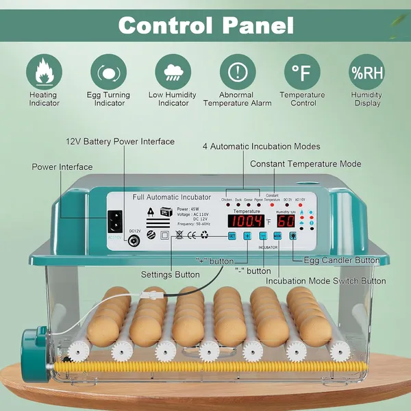 36 Eggs Incubators For Hatching Eggs,Egg Incubator With 4 Automatic Incubate Mode,Chicken Incubator With Automatic Egg Turning Humidity Monitoring,Poultry Egg Incubator With Egg Candle 5