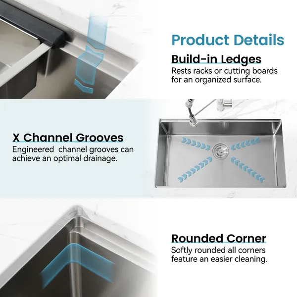 Stainless Steel Kitchen Sink, 30'x19' Single Bowl, Undermount Handmade Sink In Brushed, With Cutting Board, Colander-Unable Ship Weekends, TK And TEMU Only For Pickup