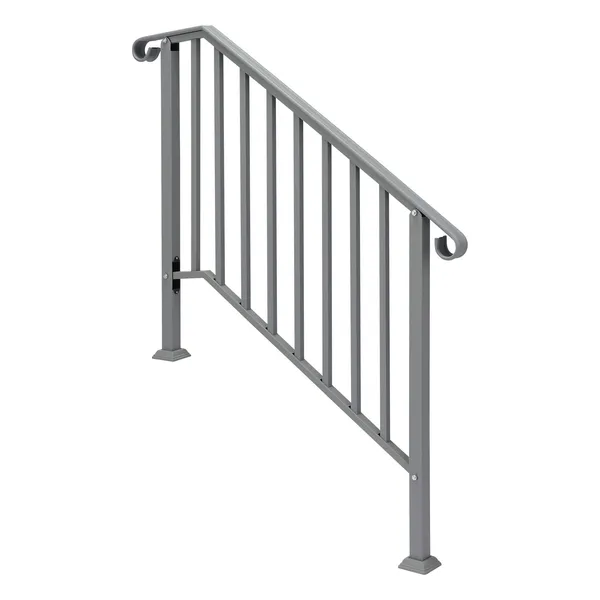 Silver Outdoor 3-Step Iron Handrail image 2