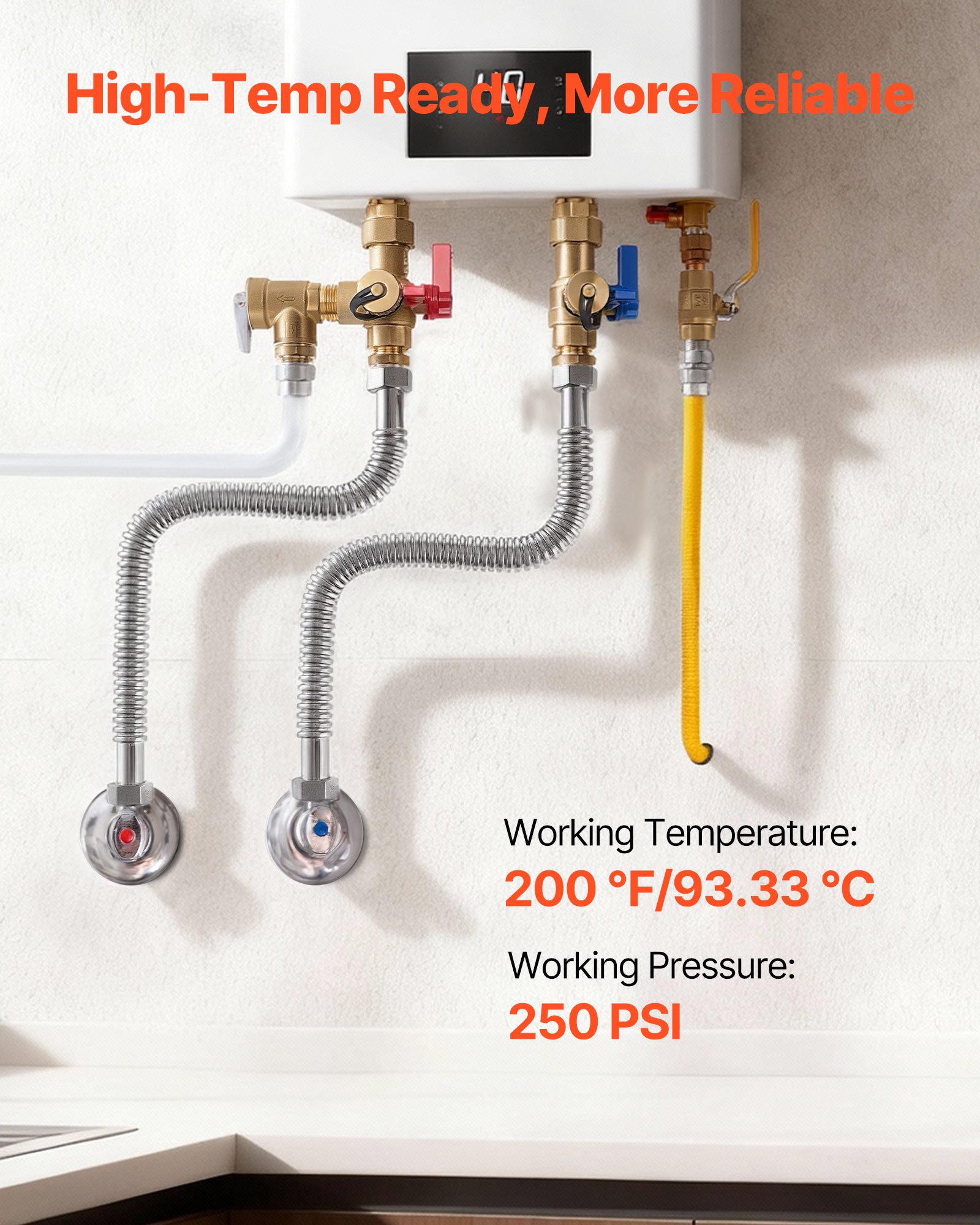 Water Heater Kit, 24 Inch Length Water Heater Flex Connector, Waters Heaters Installation Kit With 1" FIP X 1" FIP Inlet & Outlet Connection For Bathroom, Kitchen, Laundry Room, Boiler Room