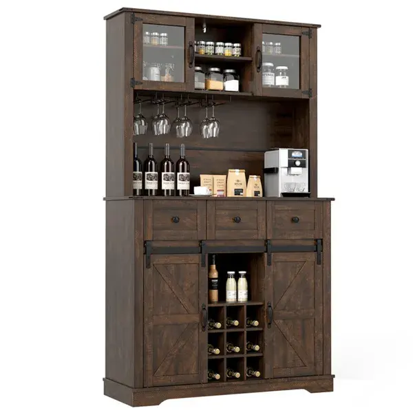 Brown Farmhouse 72" Pantry Cabinet
