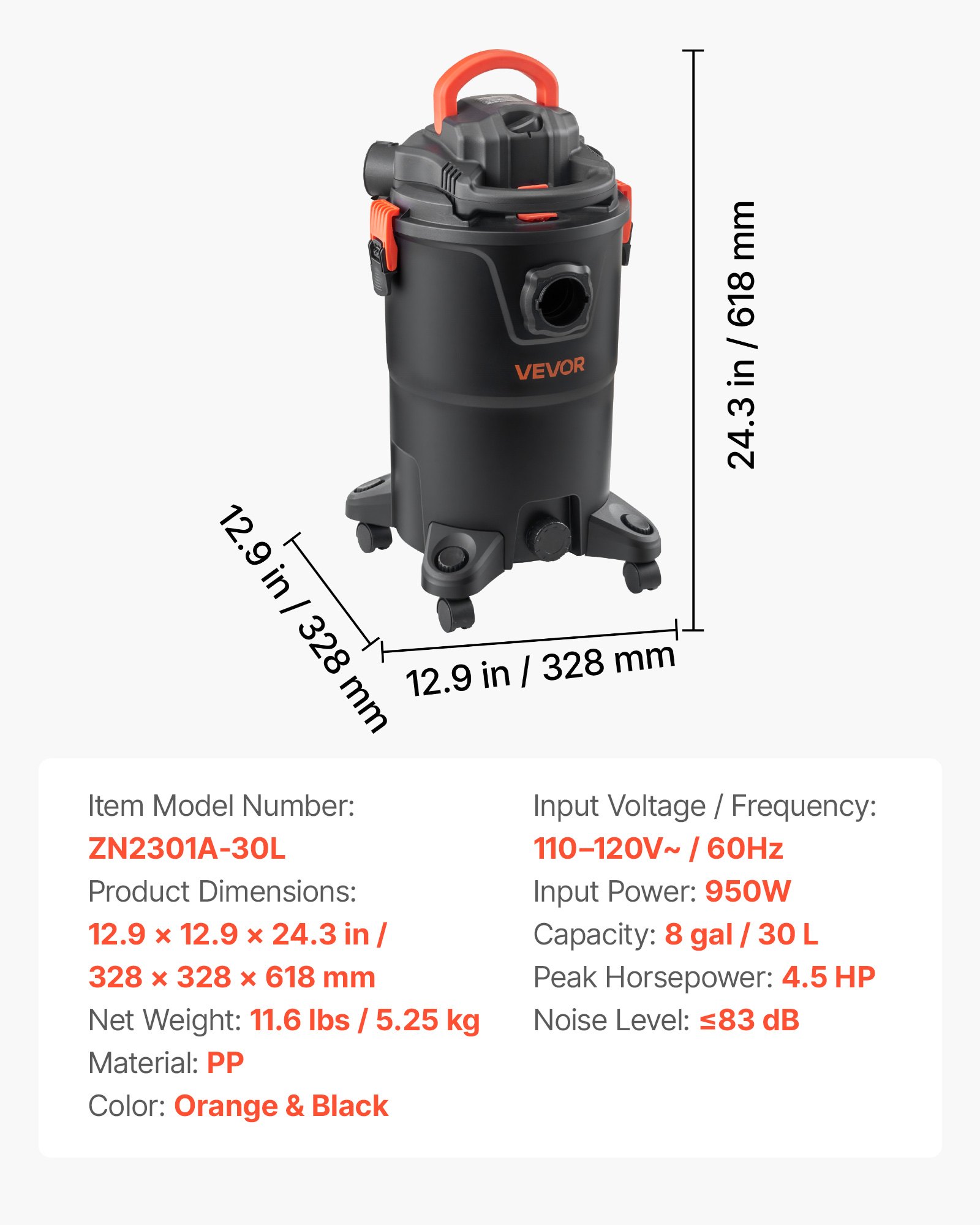 3-in-1 Shop Vac, 11 Gallon Wet Dry Shop Vacuum, 4.5 Peak HP Portable Vacuum Cleaner With Blower, Dual-Filter, 1350W Input Power, 1.25in X 7ft Hose, 9.8ft Cord For Jobsite, Workshop, Garage, Home