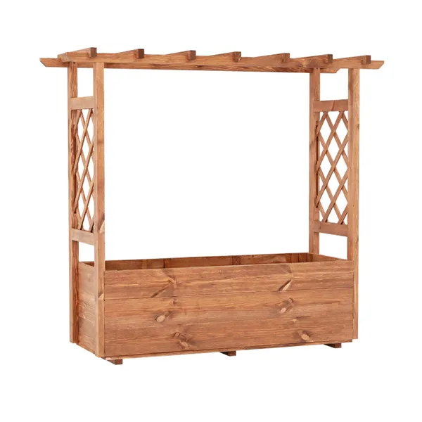 Natural Pine Wood Raised Garden Bed, 100% Solid Pine Construction & Hanging Roof Design