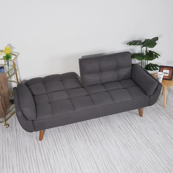 75' Flared Arm Convertible Sleeper Sofa-Dark Gray_voghion.com