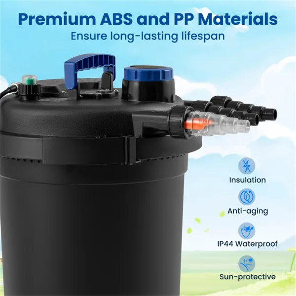 Pond Pressure Filter, 4 Removable Filter Sponges & Cleaning Indicator, 4000 GPH Max Flow Rate