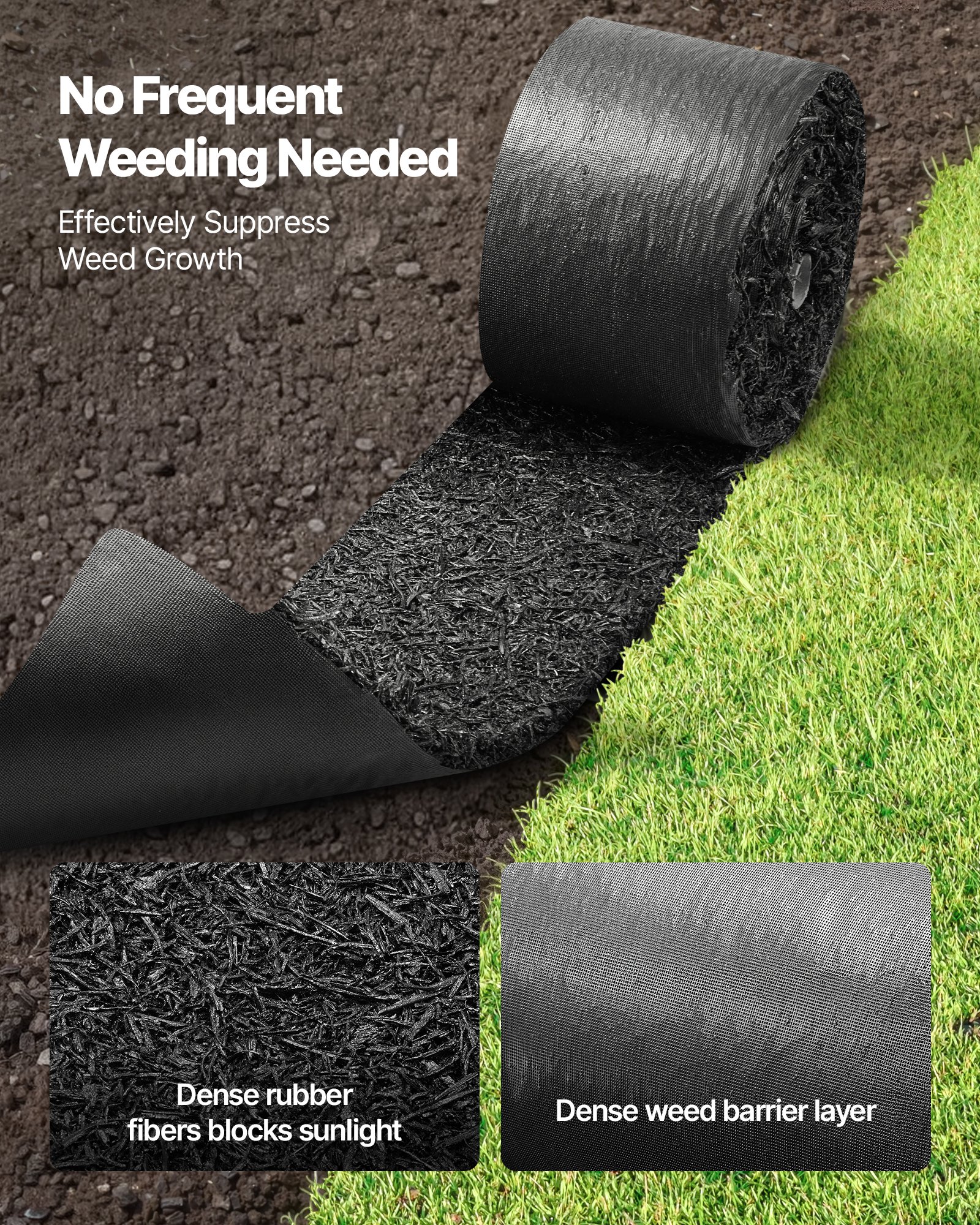 Rubber Mulch Mat Roll, 2 Rolls 140 X 4.5 In, Recycled Rubber Permanent Mulch Edging Border, Natural-Looking Flower Barrier With Stakes, 0.5 In Thick Cuttable Garden Edgings For Landscaping