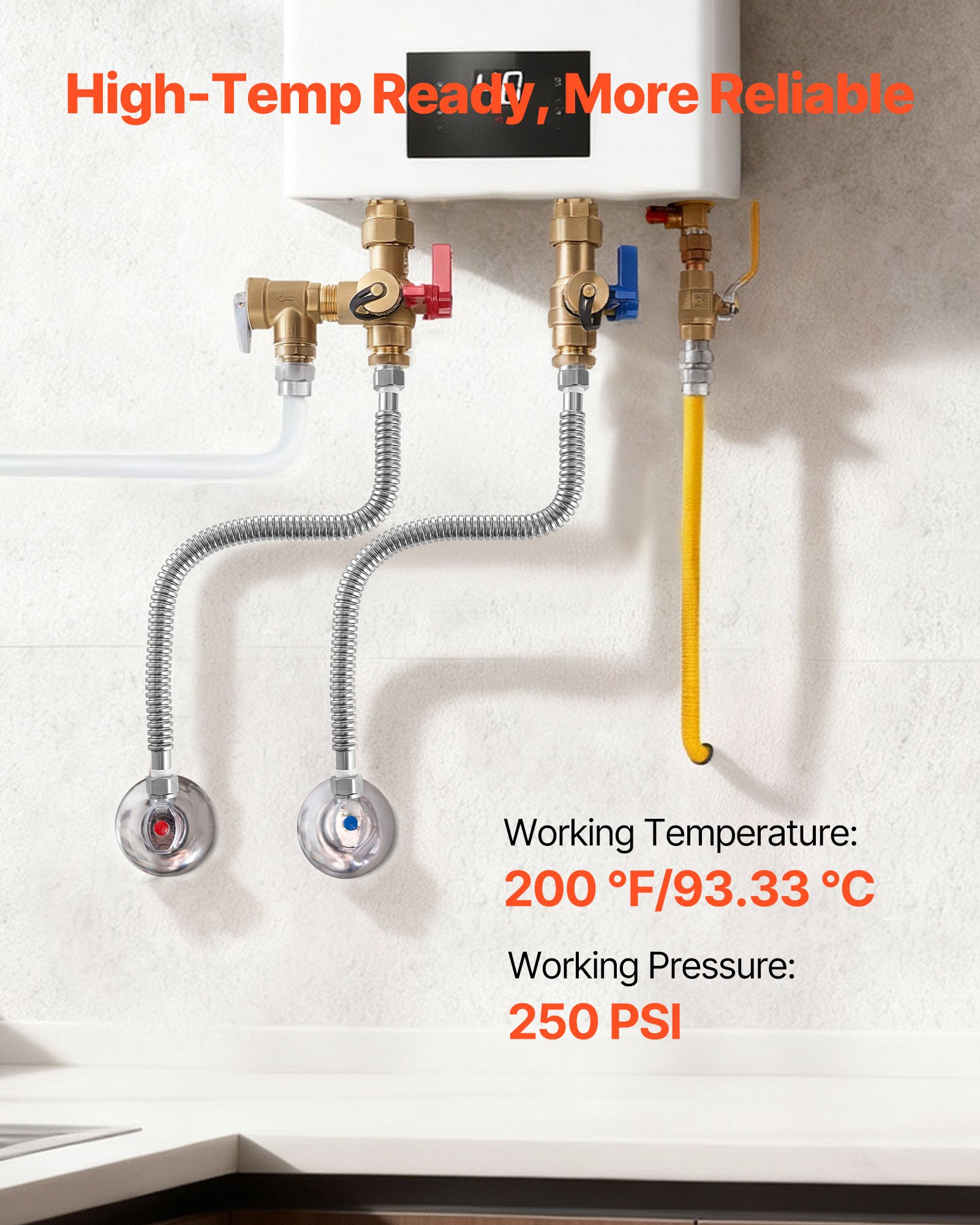 Water Heater Kit, 24 Inch Length Water Heater Flex Connector, Waters Heaters Installation Kit With 3/4" FIP X 3/4" FIP Inlet & Outlet Connection For Bathroom, Kitchen, Laundry Room, Boiler Room