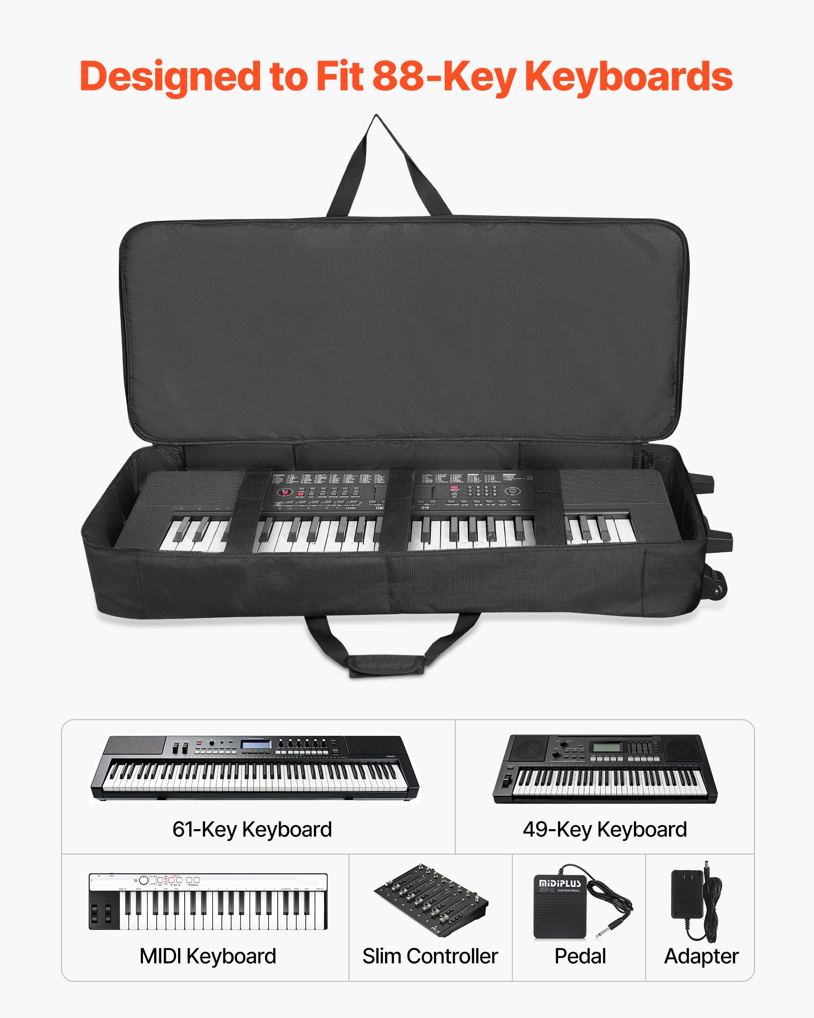 61 Key tastatur deksel 40.9 X 16.9 X 5.1 i Interior Padded - Miniatyr 2