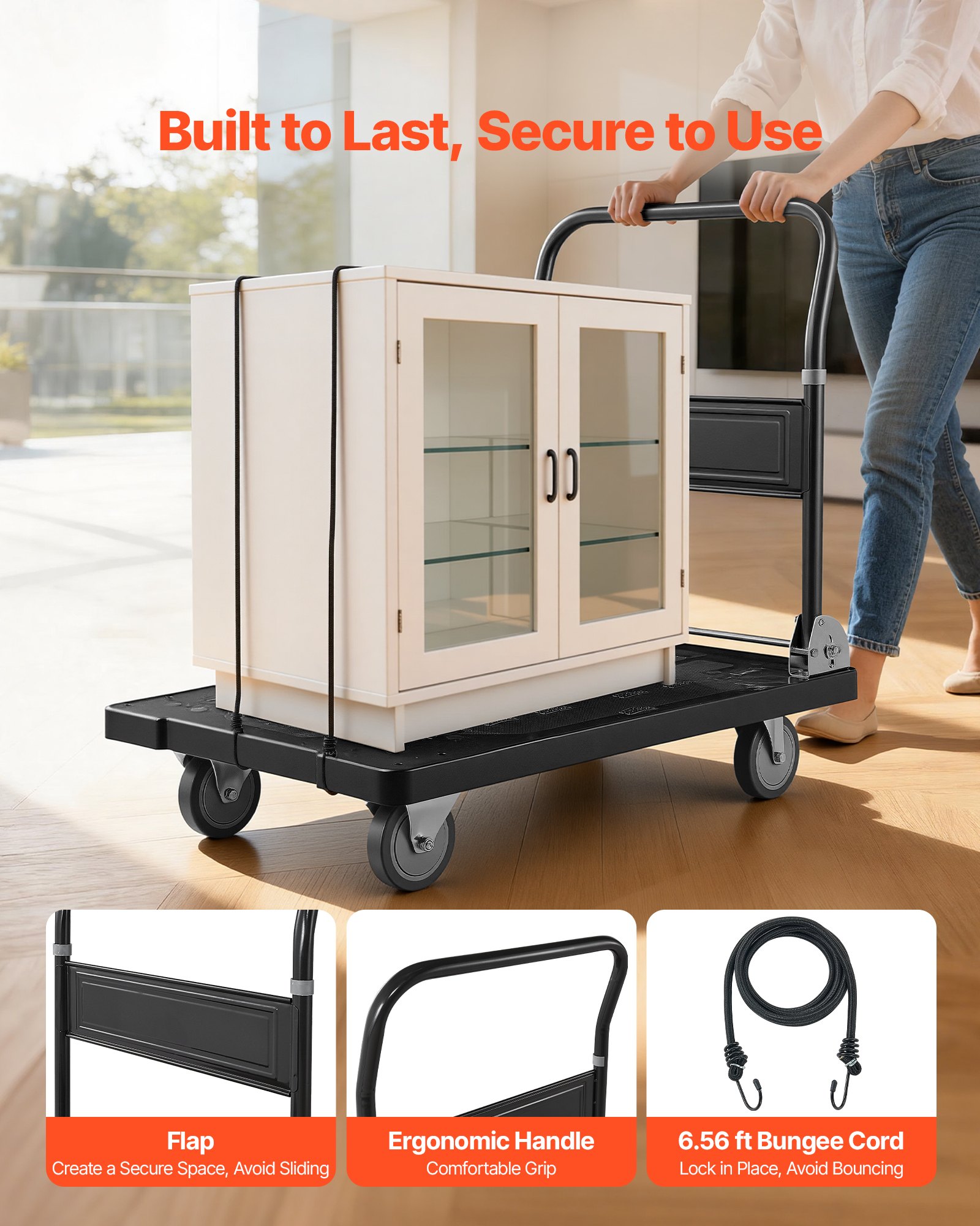 Foldable Push Cart Dolly, 1000 Lbs Capacity, Folding Platform Truck With Swivel Wheels, Moving Platform Hand Truck Flatbed Cart, Space Saving Push Handle, For Easy Storage, 35.2 X 23.4 X 33.5 In