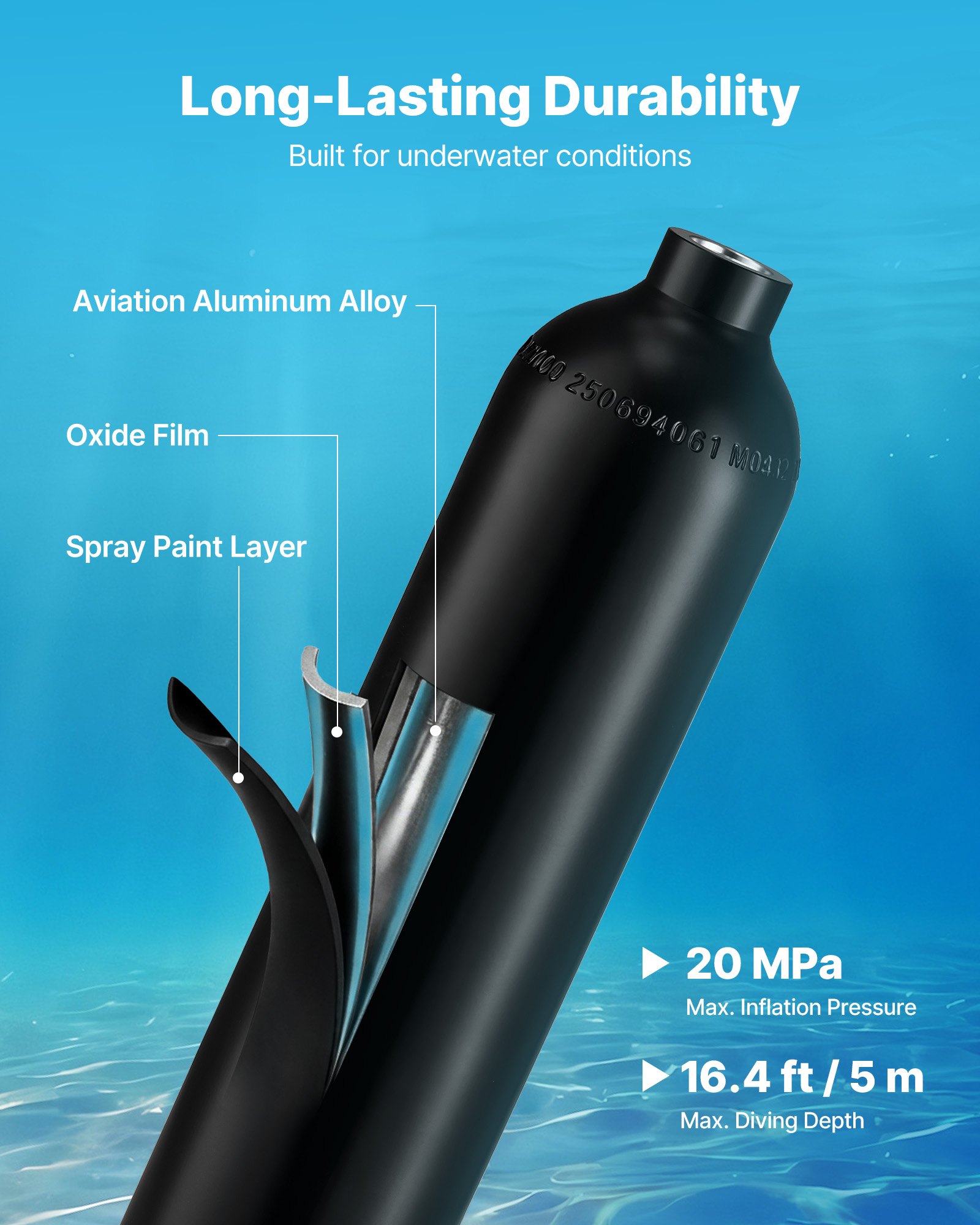 Mini Scuba Tank, 1L Portable Diving Tank For Underwater Breathing, Reusable Lung Diving Cylinder Up To 20 Minutes Dive Time, Emergency Rescue Pony Bottle With Adapter & Goggles For Snorkeling_voghion.com