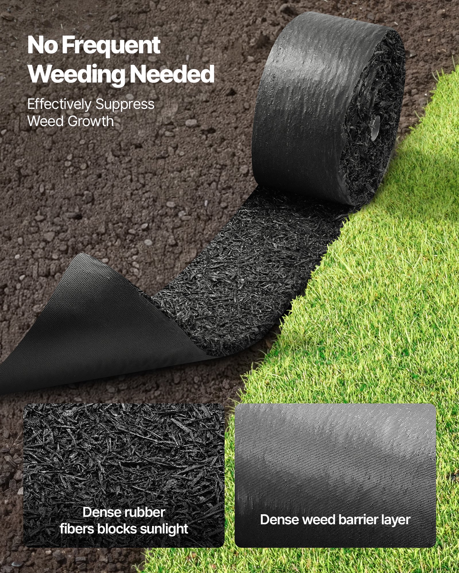 Rubber Mulch Mat Roll, 4 Rolls 120 X 4.5 In, Recycled Rubber Permanent Mulch Edging Border, Natural-Looking Flower Barrier With Stakes, 0.5 In Thick Cuttable Garden Edgings For Landscaping