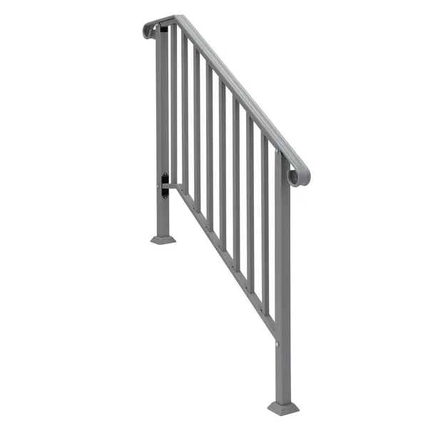 Silver Outdoor 3-Step Iron Handrail image 3