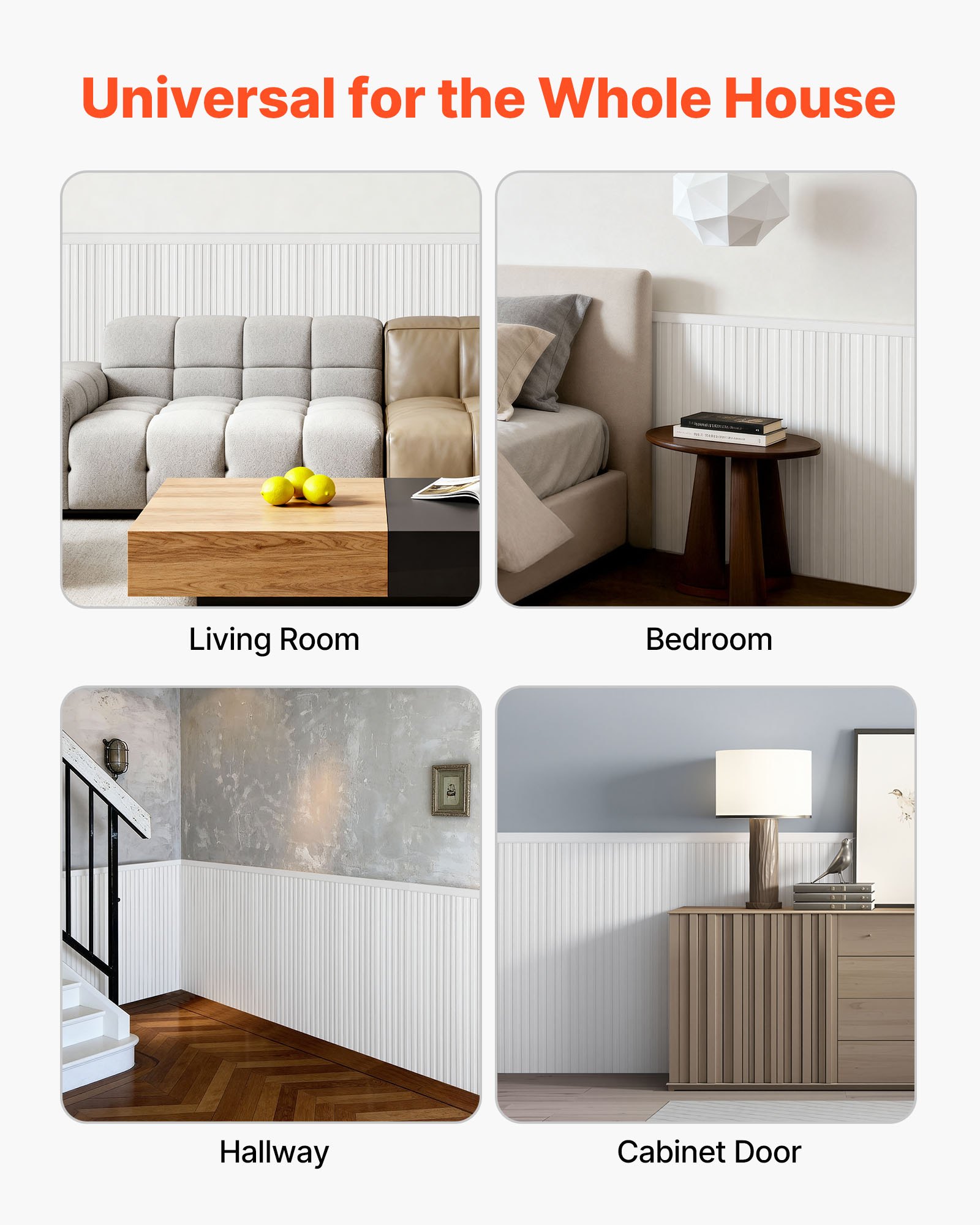 Wall Molding Kit, Wainscoting Panels, Lightweight Paintable Polystyrene, Easy To Install, Wide & Narrow Accent Wall Trim For Interior Décor Living Room, Bedroom, White (77.5 X 38.6 In )
