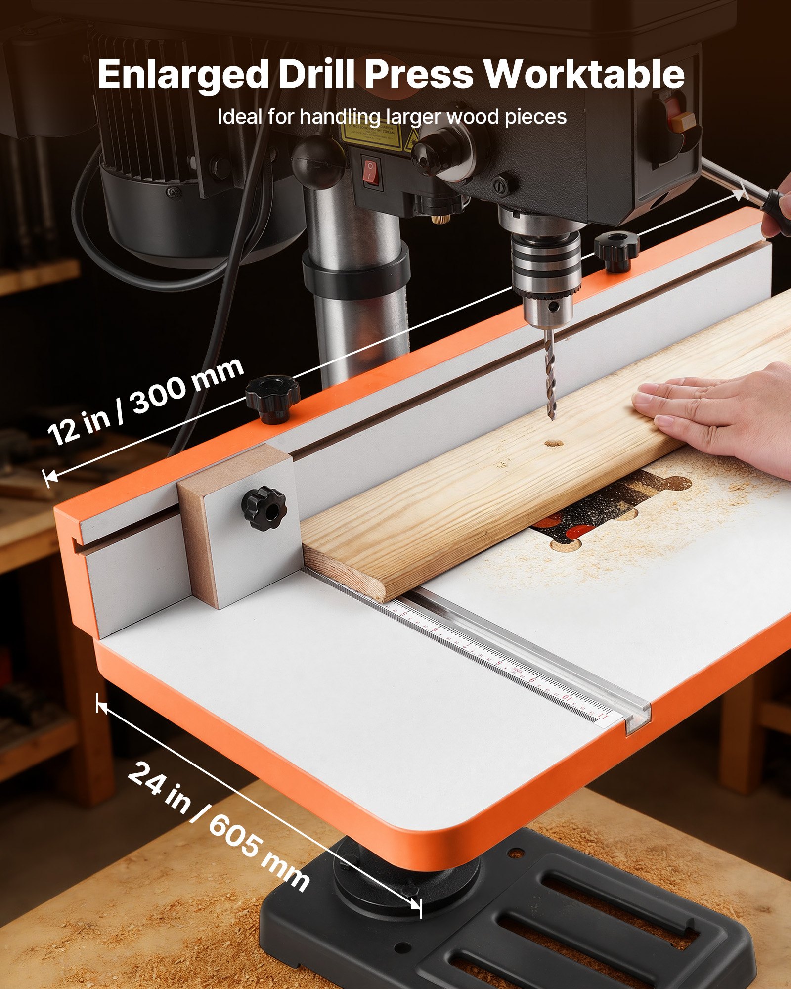 Drill Press Table, 24 In X 12 In, Worktable With An Adjustable Fence And Stop Block, Highly Compatible T-Slots, MDF… - 3