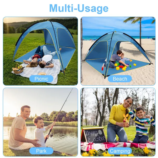 Beach Tent Sun Shelter UPF50 Add UV Protection, 6.9x6.9ft Beach Canopy Tent For 4-6 Adults, Portable Outdoor Sun Shade Tent With Carry Bag 5