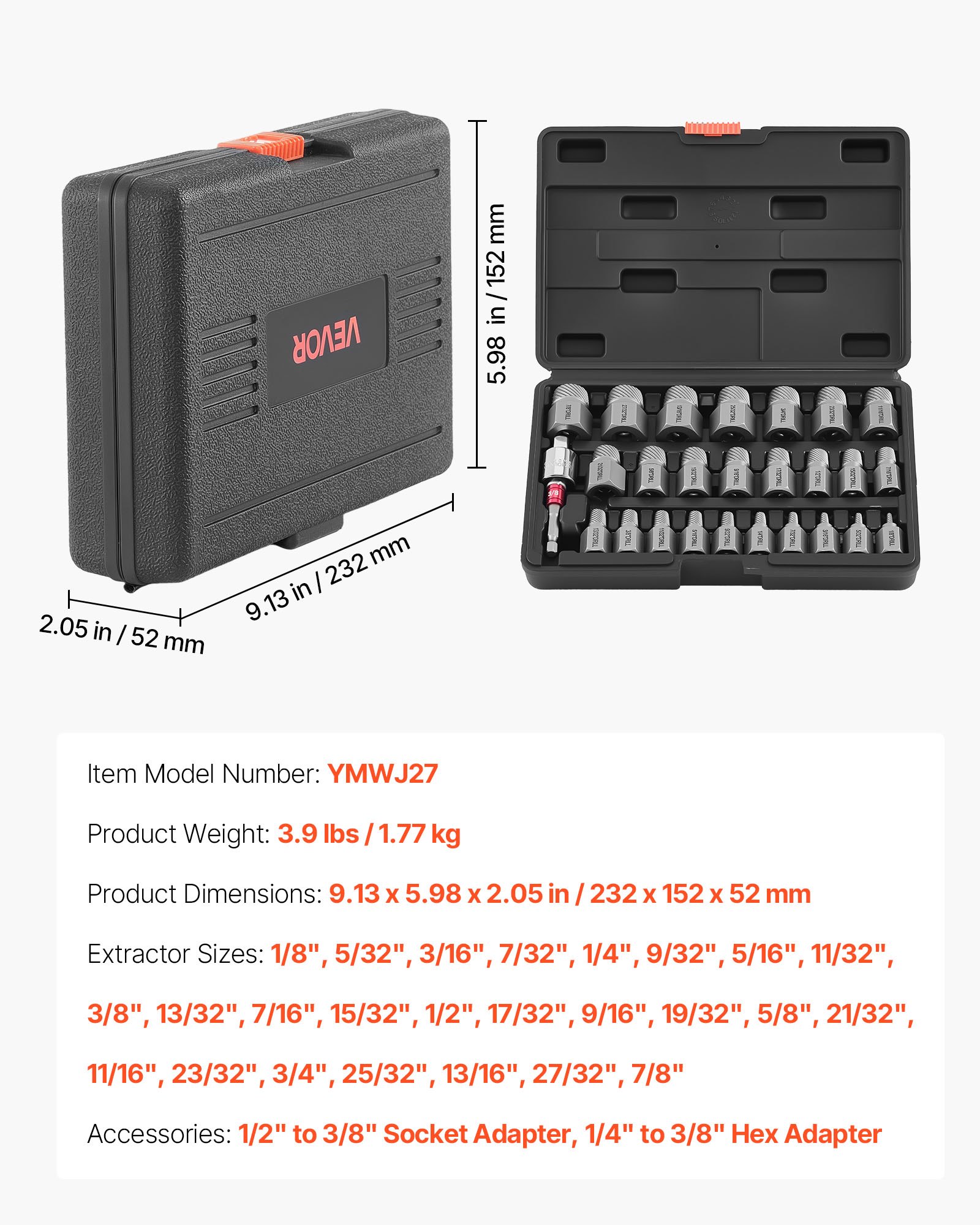Screw Extractor Set, 27 Pieces Hex Head Multi-Spline Easy Ou
