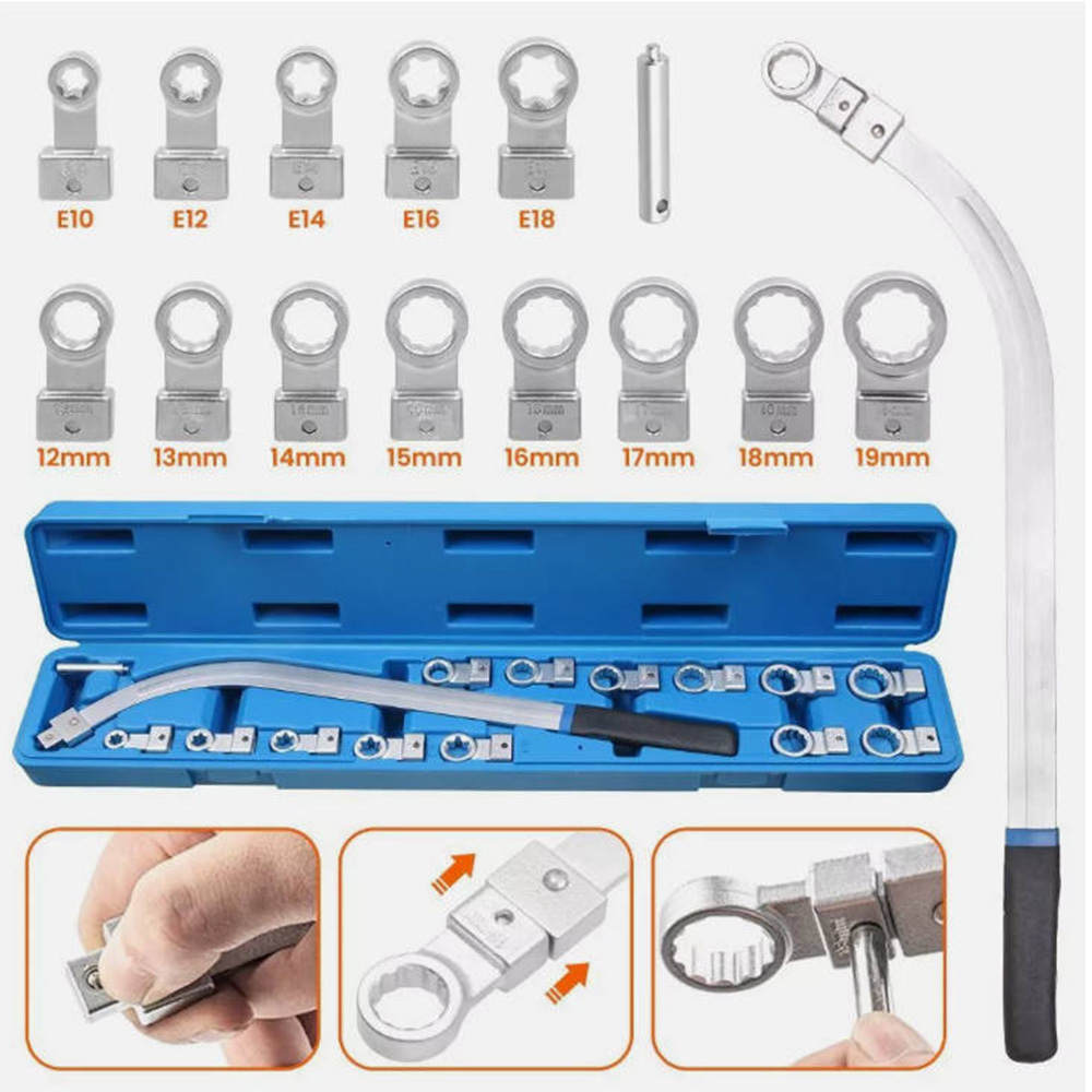 Support pan European shipping--Professional Grade 15-Piece Timing Belt & V-Belt Adjuster Tool Kit | Heavy-Duty Chrome Vanadium Steel | For Tight Spaces & DIY Auto Repair
