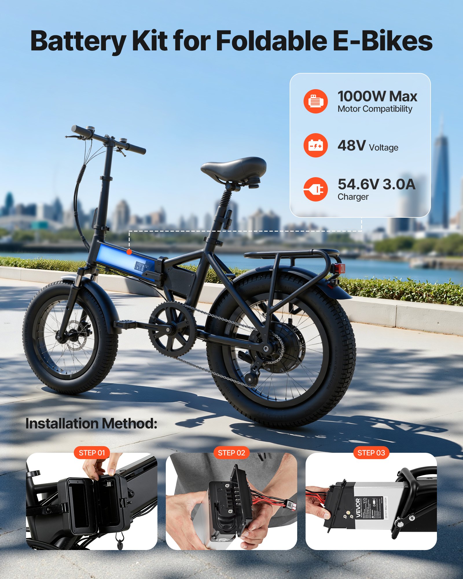 Folding Ebike Battery, 48V 10.4Ah Electric Bike Lithium Battery Pack With BMS... 2