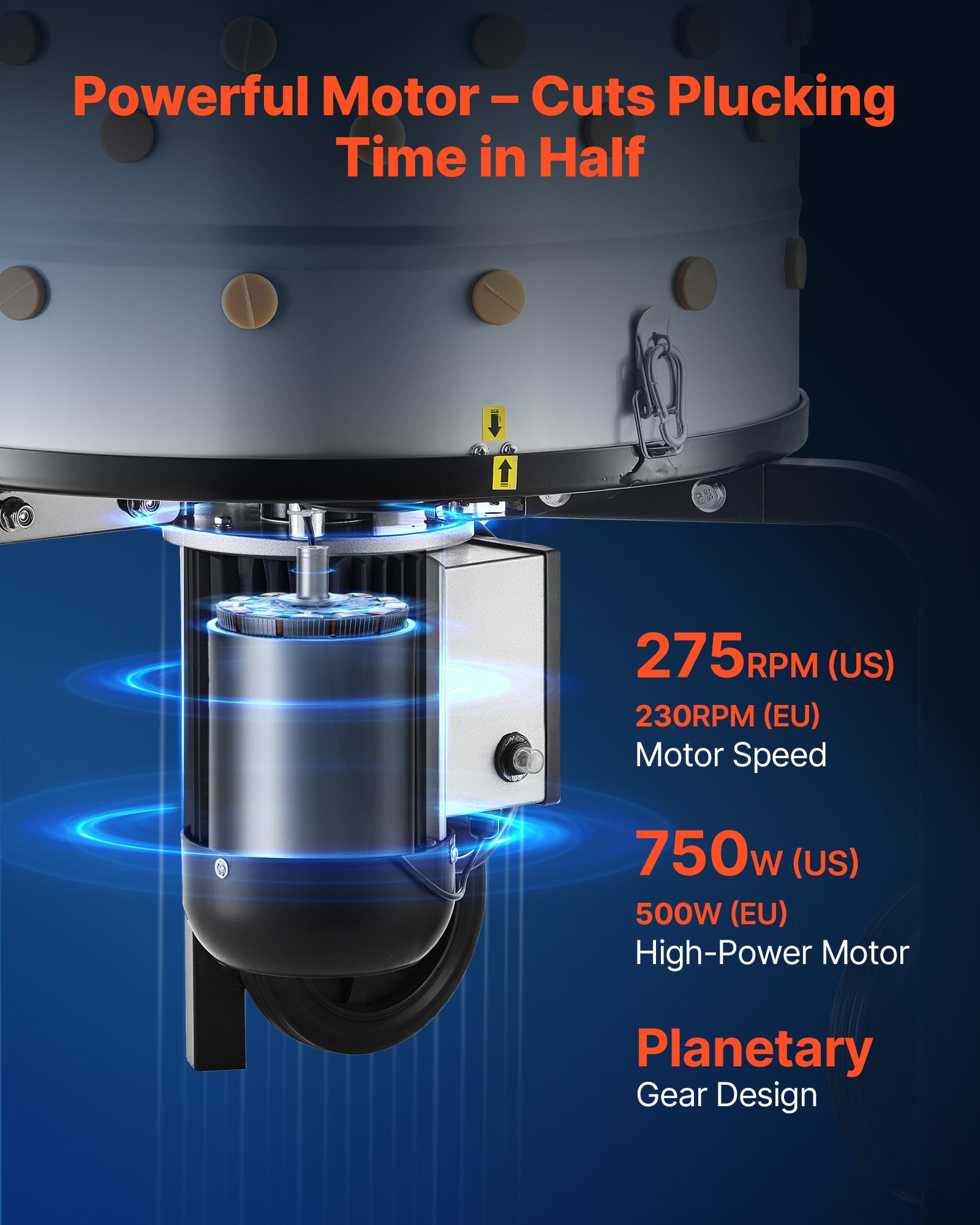 Chicken Plucker Machine, 19.7 In Drum, 750W & 275RPM Electric Chicken Plucking Machine With 98 Soft Fingers & Transport Wheels, Stainless Steel Feather Remover For Processing 2 Chicks Once