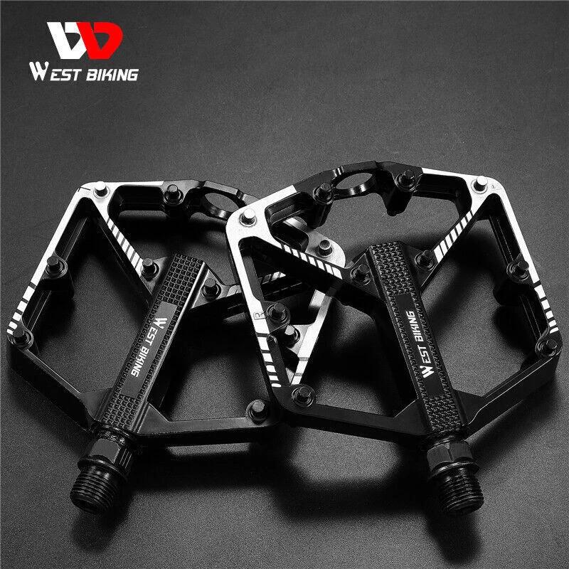 Support pan European shipping--WEST BIKING Bicycle Pedals DU Bearing Aluminum MTB Bicycle Pedals Black 9/16 Inch