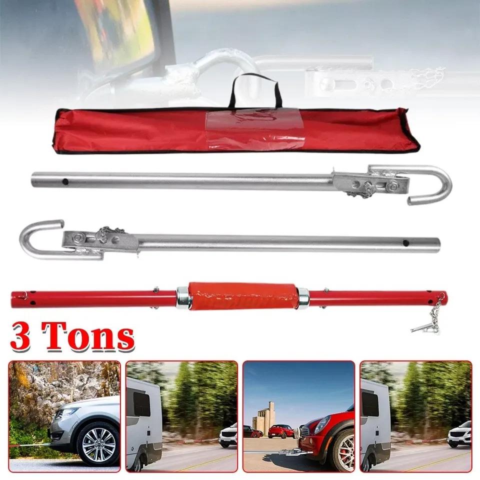 Support pan European shipping--Heavy-Duty 3T Car Tow Bar With Spring Damping - 3000kg Capacity - Easy Installation, Red For High Visibility, Includes Portable Storage Pouch