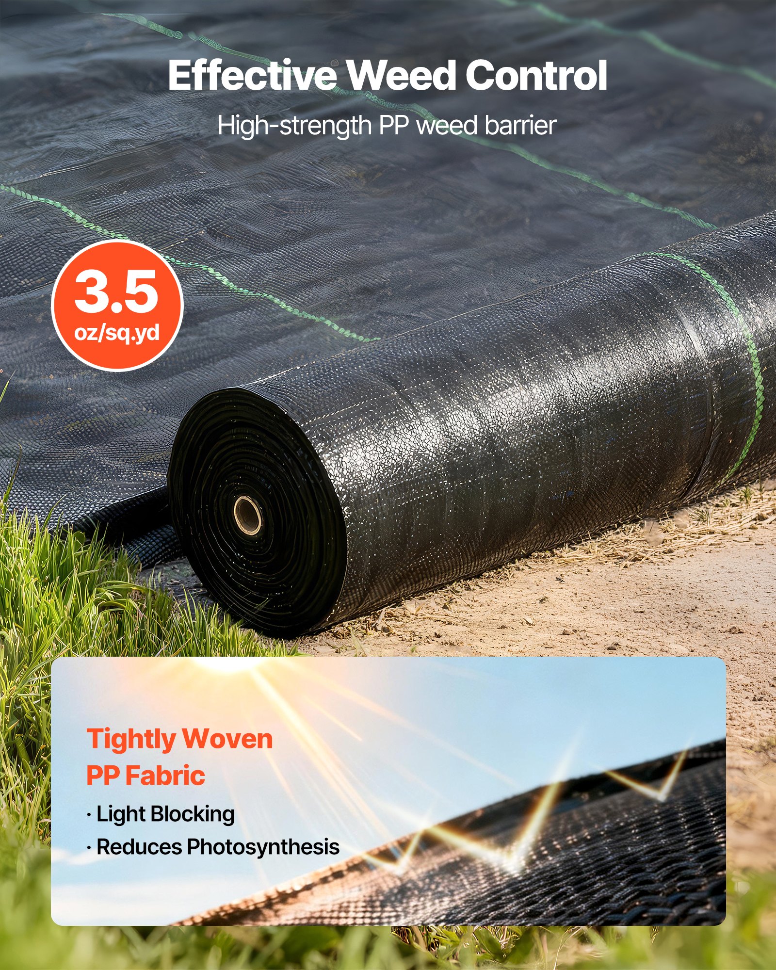 Weed Barrier Fabric Heavy Duty, 13x115FT 3.5oz Landscape Fabric, Woven Weed Blocker Fabrics, Garden Fabrics Weeds Barrier, Weeds Control Ground Cover, Geotextile Webbing, Gardening Mat, Black