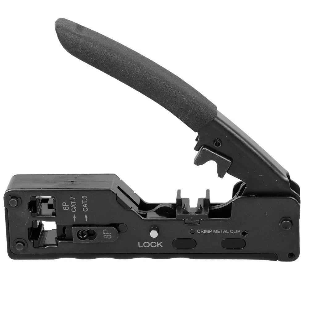 Support pan European shipping--RJ45 Crimping Tool Wire Stripping Cutting Vertical Crimping Network Cable Pliers With Through-hole Cat7 Cat6 Cat5 8P6P Pliers