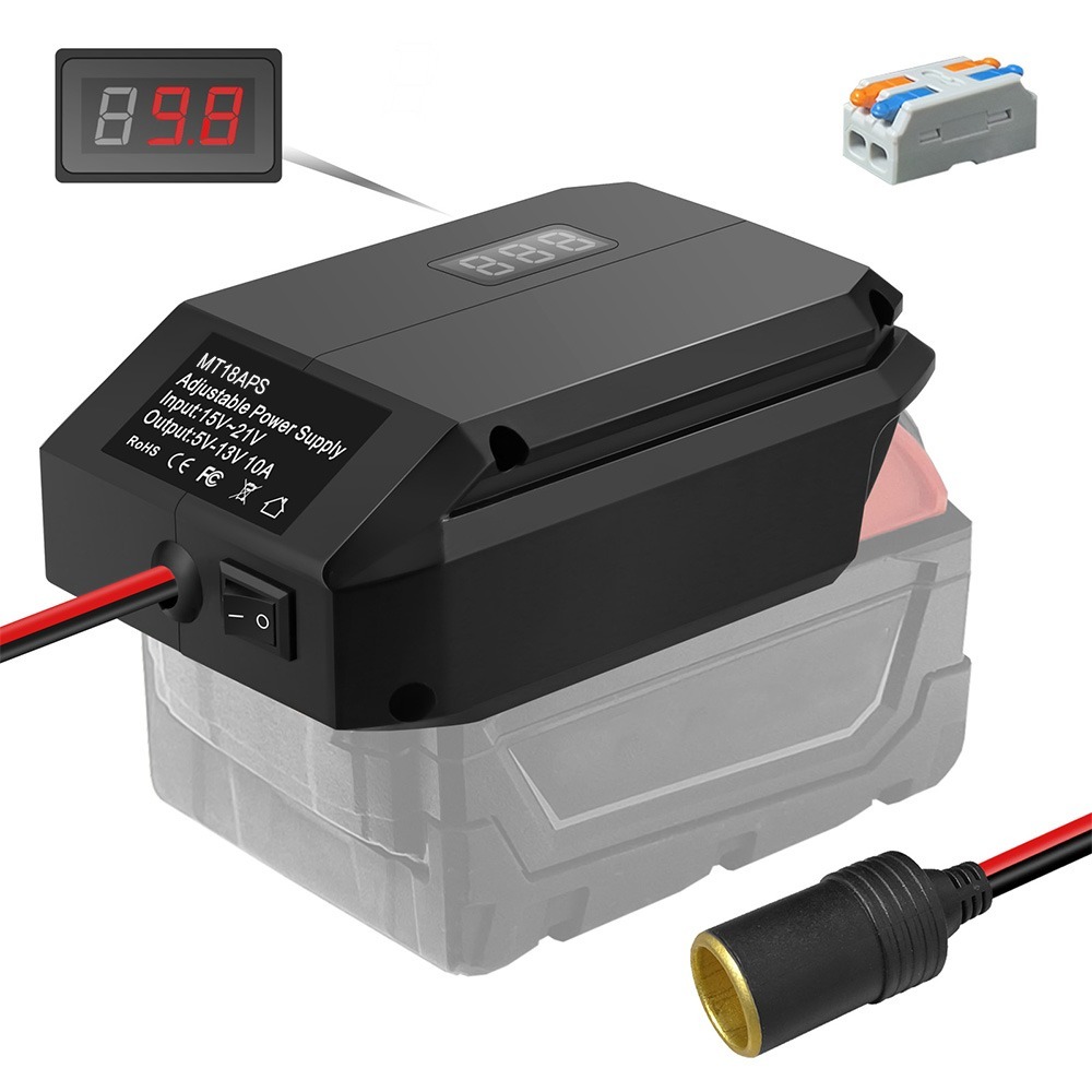 Support pan European shipping--Universal 18V Power Tool Battery To Cigarette Lighter Adapter, DC Voltage Step-Down Converter & Regulator, Compatible With Makita, DeWalt, Milwaukee, Bosch, And More