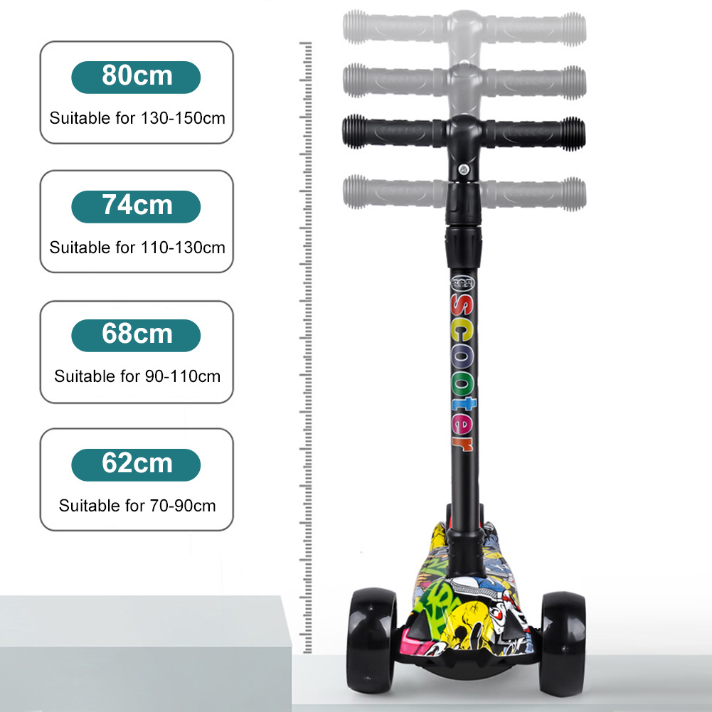 Support pan European shipping--3-in-1 Foldable Kids Scooter With Music & LED Lights, Large Wheels, Street Dance Design For Children Ages 6-12 - Xiao Wen Tong - Image 1