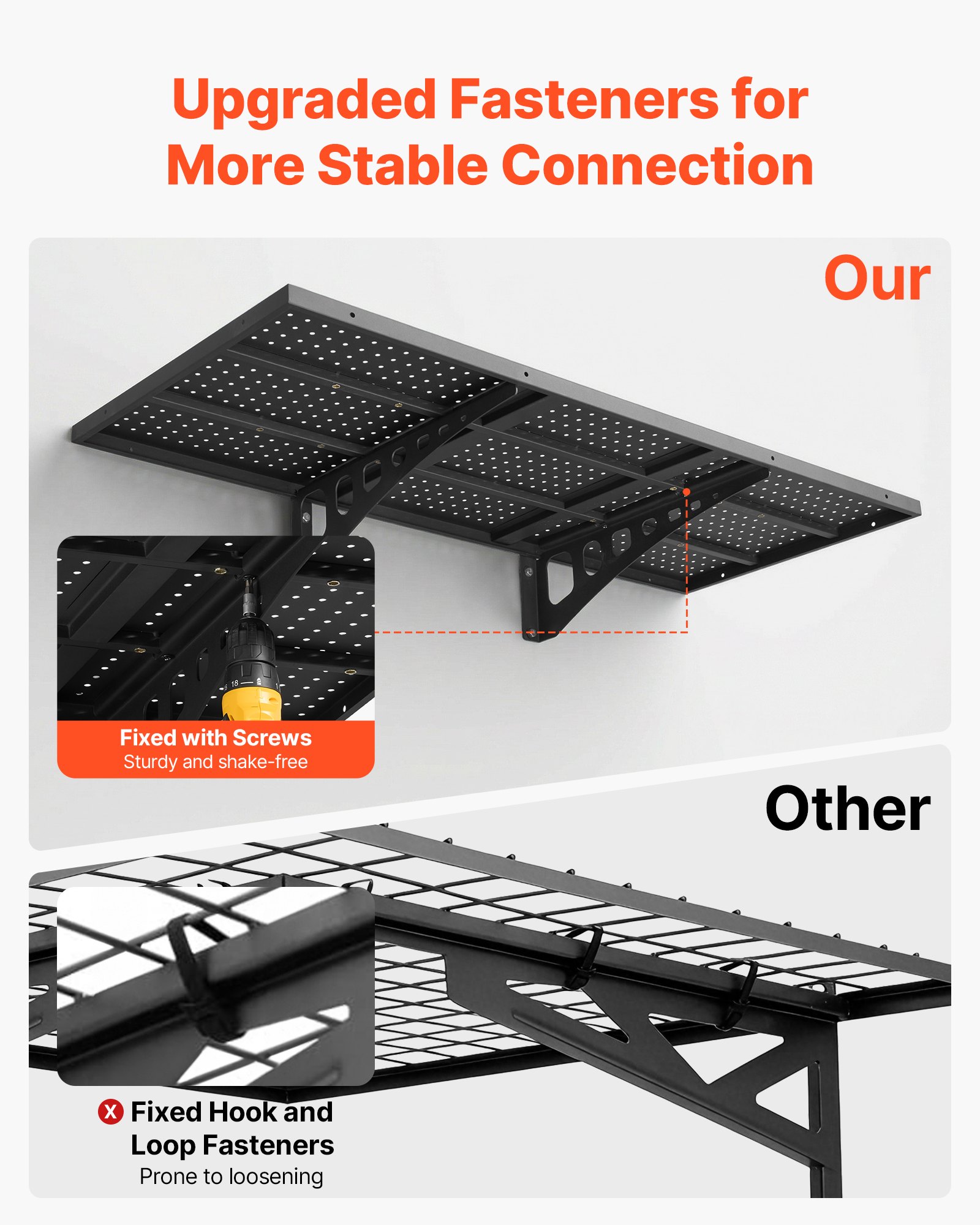 2-Tier Heavy Duty Wall Garage Shelving, 1.64 X 4 Ft Steel Wall Mounted Shelving Unit, 19.68 X 48 Inch Per Shelf Floating Storage Metal Rack For Garage With 560 Lbs Total Weight Capacity, Black